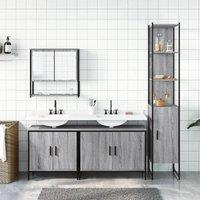 Berkfield Home Durable 4 Piece Bathroom Furniture Set Grey Sonoma Engineered Wood