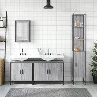 Berkfield Home Durable 4 Piece Bathroom Furniture Set Grey Sonoma Engineered Wood