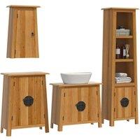Berkfield Home Beautiful 4 Piece Bathroom Furniture Set Solid Wood Pine in Brown