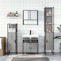Berkfield Home Durable 4 Piece Bathroom Furniture Set Grey Sonoma Engineered Wood