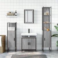 Berkfield Home Durable 4 Piece Bathroom Furniture Set Grey Sonoma Engineered Wood