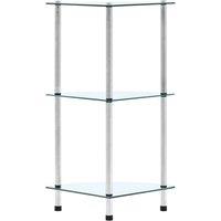 Berkfield Home Durable 3-Tier Shelf Transparent 30x30x67 cm Tempered Glass in Clear | Size: 30 x 30 x 67 cm