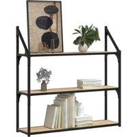 Berkfield Home Durable 3-Tier Wall Shelf Sonoma Oak 80x21x78.5 cm Engineered Wood in Light Oak