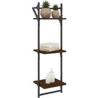 Berkfield Home Beautiful 3-Tier Wall Shelves with Bars 2 pcs Brown Oak 30x25x100 cm | Size: 30 x 25 x 100 cm