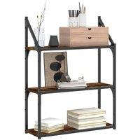 Berkfield Home Durable 3-Tier Wall Shelf Smoked Oak 60x21x78.5 cm Engineered Wood in Brown