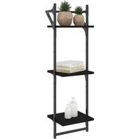 Berkfield Home Beautiful 3-Tier Wall Shelves with Bars 2 pcs Black 30x25x100 cm | Size: 30 x 25 x 100 cm