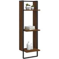Berkfield Home Beautiful 3-Tier Wall Shelf Brown Oak 30x25x100 cm Engineered Wood | Size: 30 x 25 x 100 cm