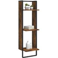 Berkfield Home Beautiful 3-Tier Wall Shelf Smoked Oak 30x25x100 cm Engineered Wood in Brown | Size: 30 x 25 x 100 cm