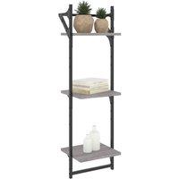 Berkfield Home Beautiful 3-Tier Wall Shelves with Bars 2 pcs Grey Sonoma 30x25x100 cm | Size: 30 x 25 x 100 cm