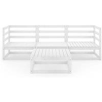 Berkfield Home Sturdy 4 Piece Garden Lounge Set White Solid Wood Pine