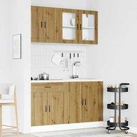 Berkfield Home Elegant 4 Piece Kitchen Cabinet Set Kalmar Artisan Oak Engineered Wood in Brown