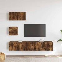 Berkfield Home Modern 4 Piece TV Cabinet Set Smoked Oak Engineered Wood in Brown