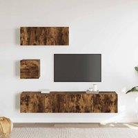 Berkfield Home Modern 4 Piece TV Cabinet Set Smoked Oak Engineered Wood in Brown