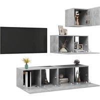 Berkfield Home Modern 4 Piece TV Cabinet Set Concrete Grey Engineered Wood