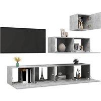 Berkfield Home Modern 4 Piece TV Cabinet Set Concrete Grey Engineered Wood