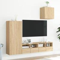 Berkfield Home Versatile 4 Piece TV Wall Units Sonoma Oak Engineered Wood in Light Brown