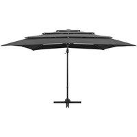 Berkfield Home Harmful 4-Tier Parasol with Aluminium Pole Anthracite 250x250 cm in Charcoal