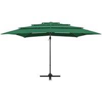 Berkfield Home Harmful 4-Tier Parasol with Aluminium Pole Green 250x250 cm