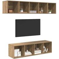 Berkfield Home Modern 4 pcs Artisan oak 37 x 37 x 142.5 cm Engineered wood in Brown