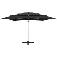 Berkfield Home Harmful 4-Tier Parasol with Aluminium Pole Black 250x250 cm
