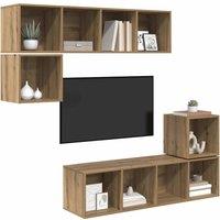 Berkfield Home Modern 4 pcs Artisan oak 37 x 37 x 142.5 cm Engineered wood in Brown