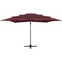 Berkfield Home Harmful 4-Tier Parasol with Aluminium Pole Bordeaux Red 250x250 cm