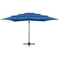 Berkfield Home Harmful 4-Tier Parasol with Aluminium Pole Azure Blue 250x250 cm
