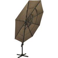 Berkfield Home Harmful 4-Tier Parasol with Aluminium Pole Taupe 3x3 m