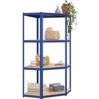 Berkfield Home Sturdy 4-Layer Corner Shelf Blue Steel&Engineered Wood