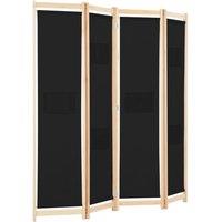 Berkfield Home Stylish 4-Panel Room Divider Black 160x170x4 cm Fabric | Size: 160 x 170 x 4 cm