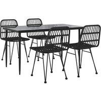 Berkfield Home Beautiful 5 Piece Garden Dining Set Black Poly Rattan