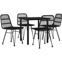 Berkfield Home Beautiful 5 Piece Garden Dining Set Black Poly Rattan