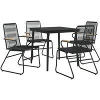 Berkfield Home Beautiful 5 Piece Garden Dining Set Black PVC Rattan