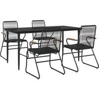Berkfield Home Beautiful 5 Piece Garden Dining Set Black PVC Rattan