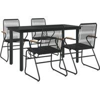 Berkfield Home Beautiful 5 Piece Garden Dining Set Black PVC Rattan