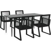 Berkfield Home Decorative 5 Piece Garden Dining Set Black PVC Rattan