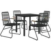 Berkfield Home Beautiful 5 Piece Garden Dining Set Black PVC Rattan