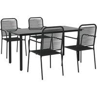 Berkfield Home Elegant 5 Piece Garden Dining Set Black Cotton Rope & Steel