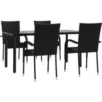 Berkfield Home Beautiful 5 Piece Garden Dining Set Black Poly Rattan