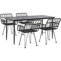 Berkfield Home Beautiful 5 Piece Garden Dining Set Black Poly Rattan