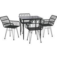 Berkfield Home Beautiful 5 Piece Garden Dining Set Black Poly Rattan