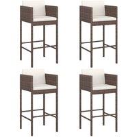Berkfield Home Beautiful 5 Piece Garden Bar Set with Cushions Brown Poly Rattan