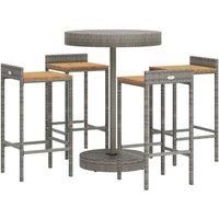 Berkfield Home Beautiful 5 Piece Garden Bar Set Grey Poly Rattan&Solid Wood Acacia
