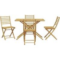 Berkfield Home Beautiful 5 Piece Garden Dining Set Bamboo in Light Tan