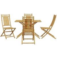 Berkfield Home Beautiful 5 Piece Garden Dining Set Bamboo in Brown