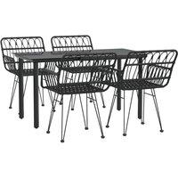 Berkfield Home Beautiful 5 Piece Garden Dining Set Black Poly Rattan