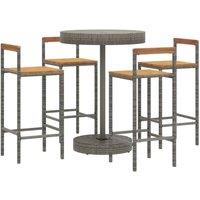 Berkfield Home Beautiful 5 Piece Garden Bar Set Grey Poly Rattan&Solid Wood Acacia