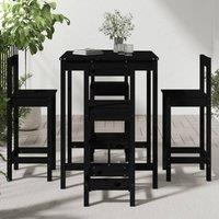 Berkfield Home Beautiful 5 Piece Garden Bar Set Black Solid Wood Pine