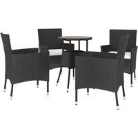 Berkfield Home Beautiful 5 Piece Garden Bistro Set with Cushions Black Poly Rattan
