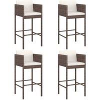 Berkfield Home Beautiful 5 Piece Garden Bar Set with Cushions Brown Poly Rattan